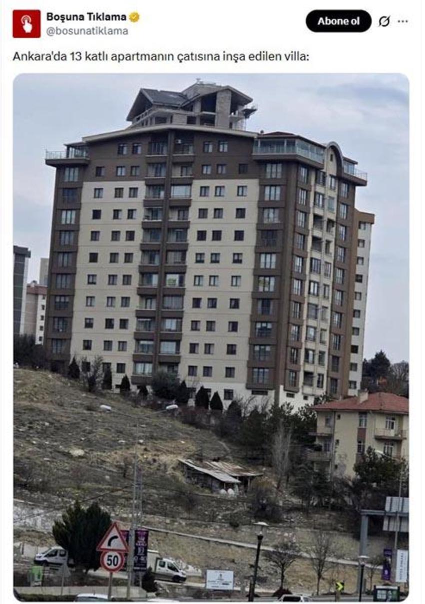 Ankara'daki görüntü sosyal medyada gündem olmuştu: 'Apartman üstü villa' fotoğrafı açı yanıltması çıktı