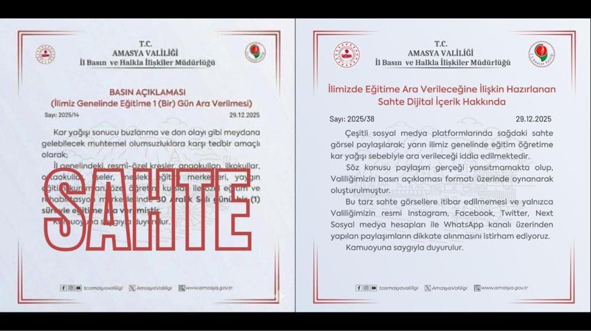 Amasya'da kar tatili dolandırıcılığı! Belge basıp vatandaşı ayağa kaldırdılar: Valilik açıklama yapmak zorunda kaldı