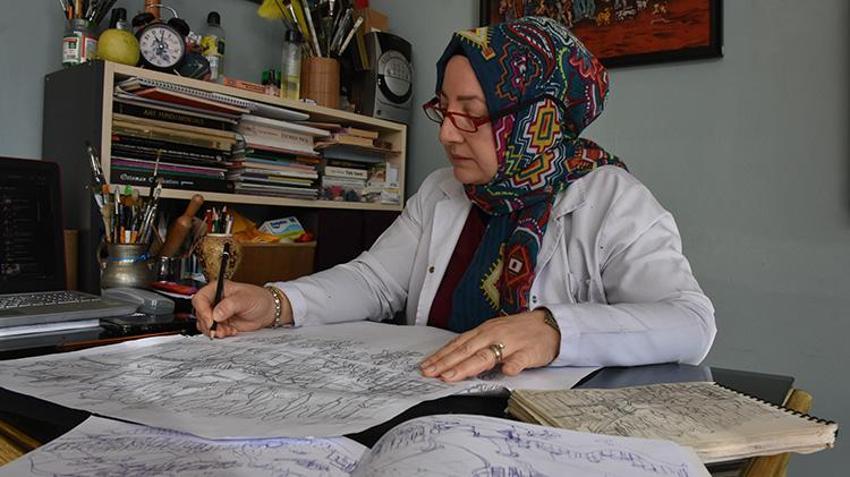 Trabzonlu öğretmen unutulmaya yüz tutmuş o sanatı yaşatmaya başladı: İpek üzerine işliyor!