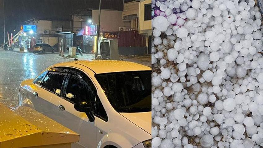 Hatay'da dolu yağışı şehri beyaza bürüdü