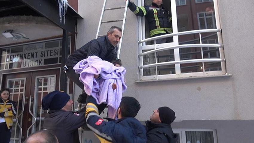 Erzurum'da korku dolu dakikalar! Evde yalnız bırakılan bebeğin ağlama sesini duyan koştu