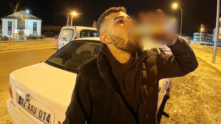Alkollü sürücü ehliyeti kaptırdı içmeye devam etti: 'Vallahi on numara içtim!' O anlar kamerada