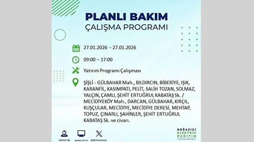 İstanbul Avrupa Yakası 27 Ocak Elektrik Kesintisi Listesi! Boğaziçi Elektrik Dağıtım (BEDAŞ) ilçe ilçe elektrik kesintisi yaşanacak noktaları açıkladı