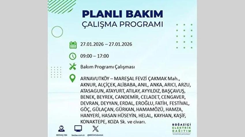İstanbul Avrupa Yakası 27 Ocak Elektrik Kesintisi Listesi! Boğaziçi Elektrik Dağıtım (BEDAŞ) ilçe ilçe elektrik kesintisi yaşanacak noktaları açıkladı
