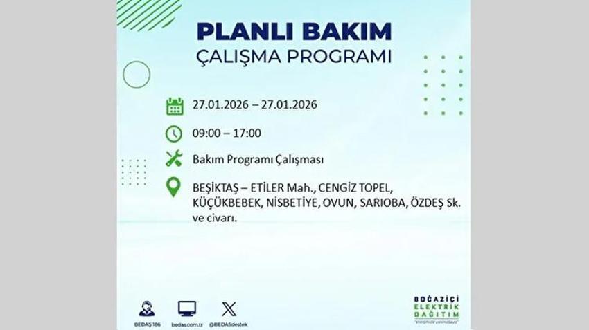 İstanbul Avrupa Yakası 27 Ocak Elektrik Kesintisi Listesi! Boğaziçi Elektrik Dağıtım (BEDAŞ) ilçe ilçe elektrik kesintisi yaşanacak noktaları açıkladı