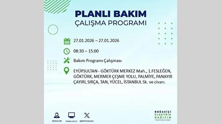 İstanbul Avrupa Yakası 27 Ocak Elektrik Kesintisi Listesi! Boğaziçi Elektrik Dağıtım (BEDAŞ) ilçe ilçe elektrik kesintisi yaşanacak noktaları açıkladı