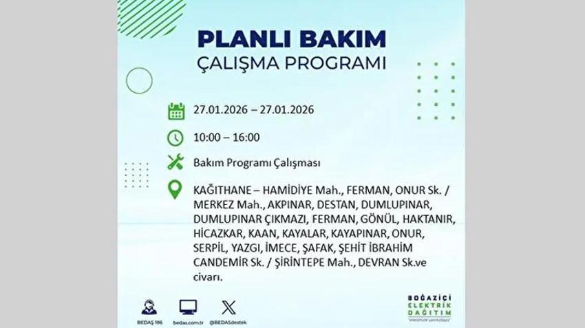 İstanbul Avrupa Yakası 27 Ocak Elektrik Kesintisi Listesi! Boğaziçi Elektrik Dağıtım (BEDAŞ) ilçe ilçe elektrik kesintisi yaşanacak noktaları açıkladı