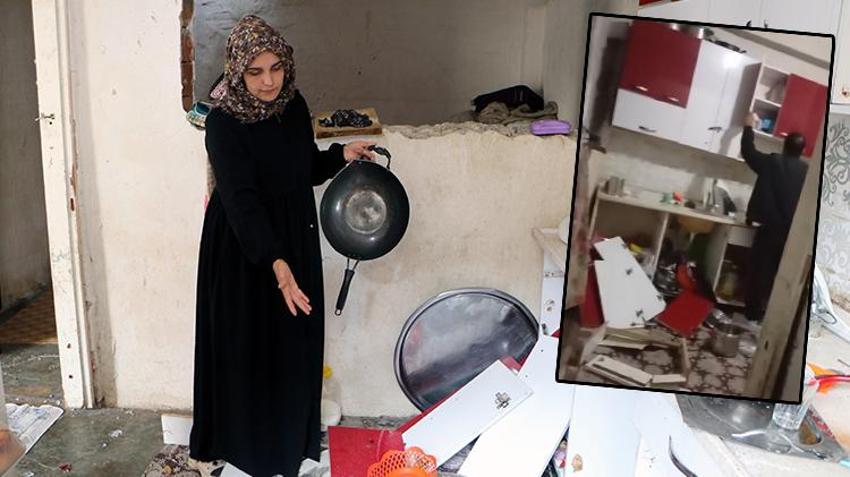 Eline tavayı alan şahıs boşanma aşamasındaki eşinin evini savaş alanına çevirdi! Çocukların ağladığı o anlar kamerada