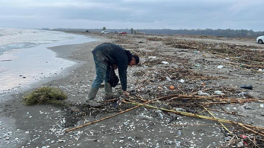 Mersin'de fırtına hediye etti: Sahilde tek tek topladılar