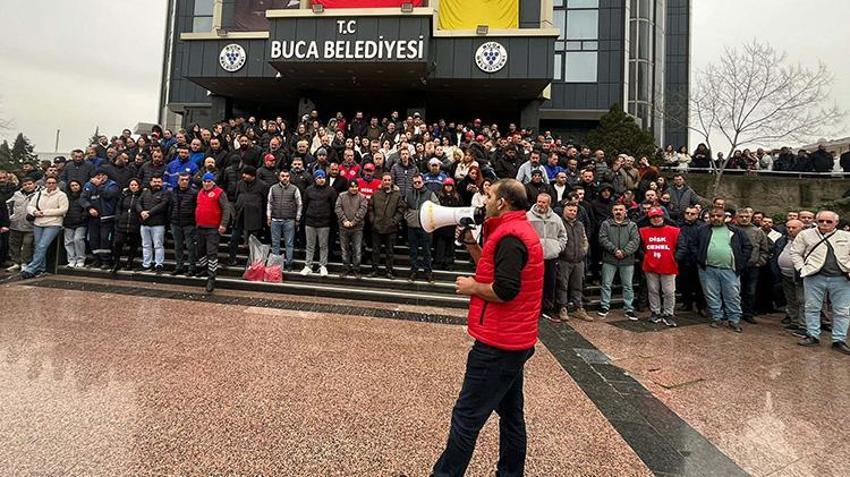 Buca Belediyesi'nde işçiler haklarını alamadıkları gerekçesiyle yeniden iş bıraktı!