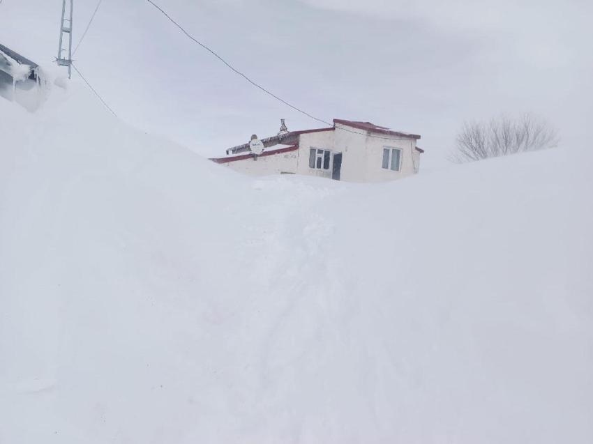Ağrı Taşlıçay'da evler kar kütlelerinin arasında adeta kayboldu
