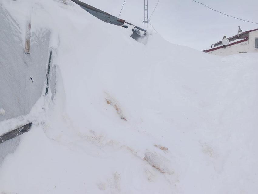 Ağrı Taşlıçay'da evler kar kütlelerinin arasında adeta kayboldu