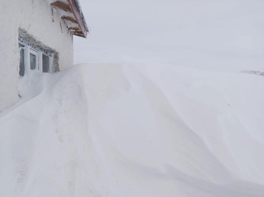 Ağrı Taşlıçay'da evler kar kütlelerinin arasında adeta kayboldu
