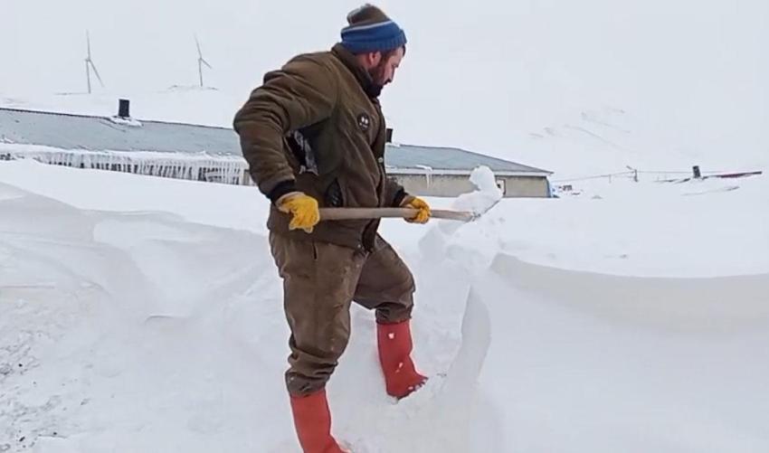 Ağrı Taşlıçay'da evler kar kütlelerinin arasında adeta kayboldu
