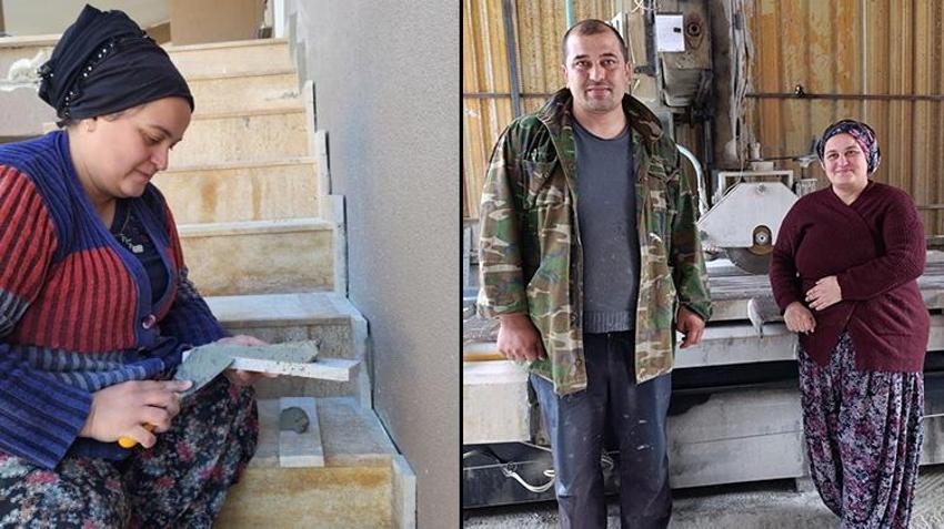 Sosyal medyada tanıştığı eşi hayatını değiştirdi! Denizli'nin tek kadın mermer ustası oldu
