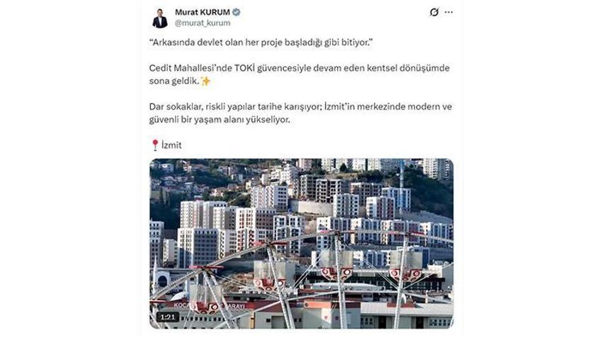 Bakan Kurum: İzmit’te modern ve güvenli bir yaşam alanı yükseliyor