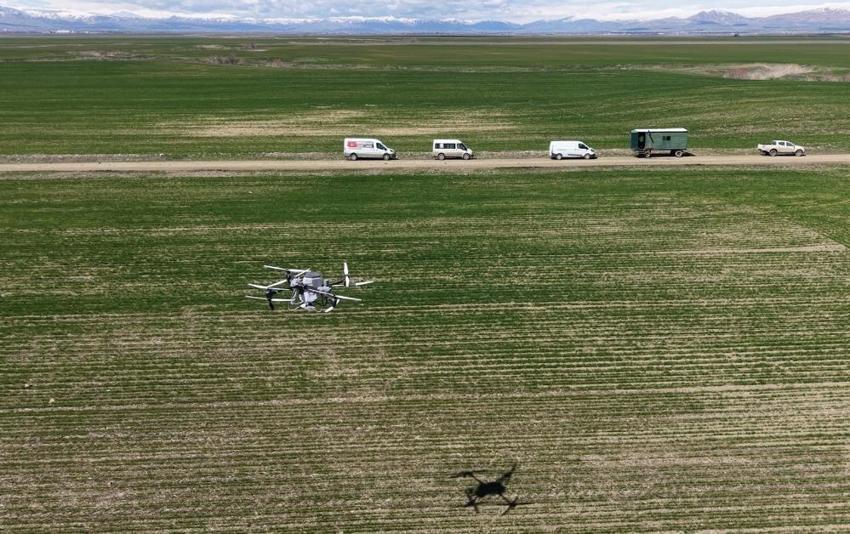 Muş'ta tarlalara teknolojik çözüm: Dron ile yapıldı