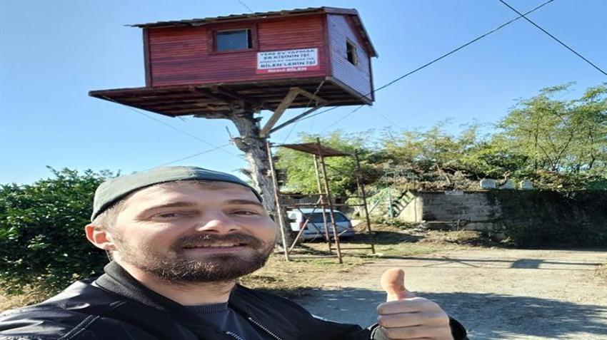 Çocukluk hayaliydi, kimseye aldırmadan başladı! Ceviz ağacının tepesine inşa etti: Görenler şaşkına dönüyor