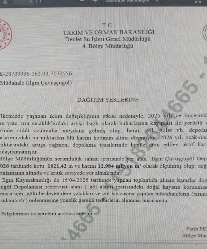 Konya’daki o gölden tarlalara su verilmeyecek! Resmi karar var