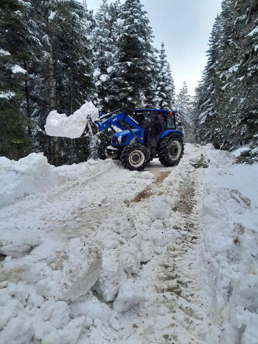 Bolu'da yayla yolları karla kapandı köylüler harekete geçti