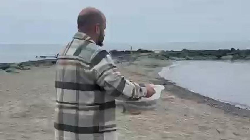 Rize'de satın aldığı balığın türünü tehlikeden olduğunu fark etti, öperek denize geri bıraktı