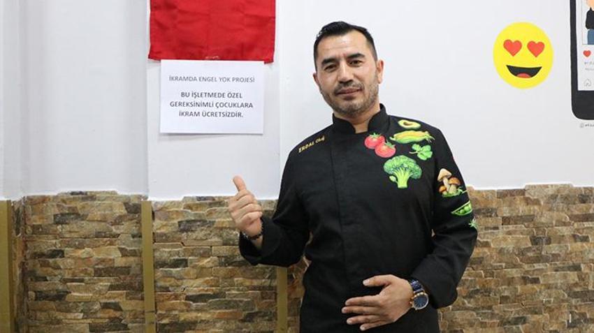 Bedensel engelli çocuktan etkilendi; işletmesinde ücretsiz yemek projesi başlattı