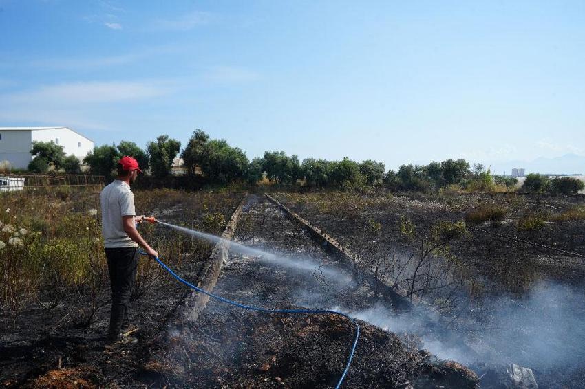 Aksu'da sera ve evleri tehdit eden yangın mahalleliyi korkuttu