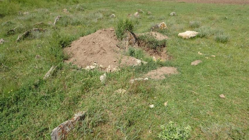 Erzurum'un köyünde söylentiyi muhtar doğruladı: Mezarlıktaki hazine için metrelerce kazdılar