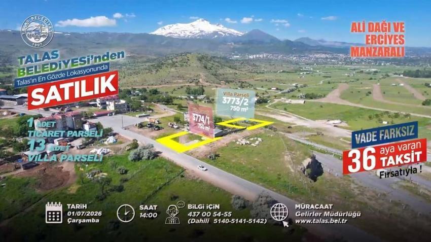 Faiz yok, vade farkı yok! Talas Belediyesi 36 ay vade farksız taksitle daire, dükkan ve villa parsellerini satışa çıkarıyor!