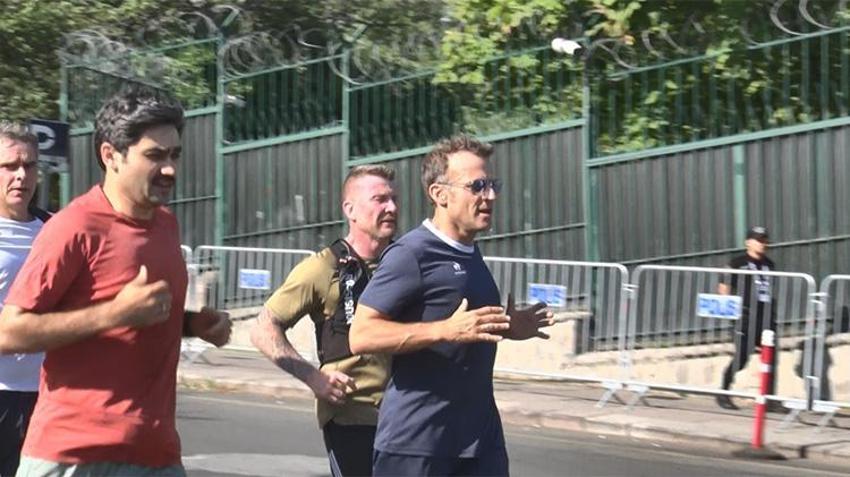 Fransa Cumhurbaşkanı Macron, Ankara'da sabah koşusuna çıktı