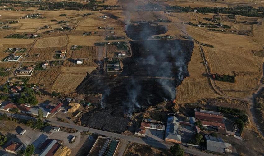 Kırıkkale'de bir izmarit faciaya yol açıyordu: Alevler mandıra ve evlere kadar ilerledi