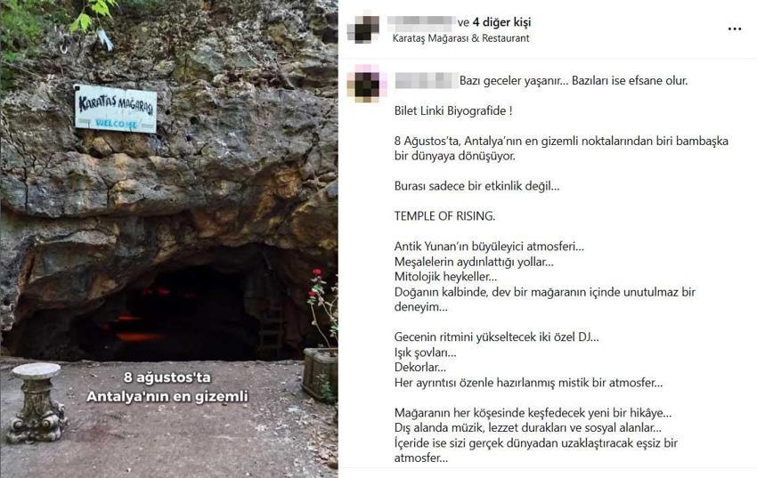 Antalya'da skandal olay! Tepkiler sonrası iptal edilen Karataş Mağarası'nda antik Yunan temalı parti geliyor!
