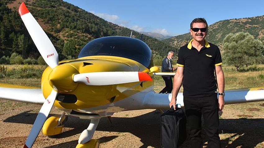 Gümüşhaneli iş insanı köyüne pist yaptırdı: Köye özel uçağıyla indi!