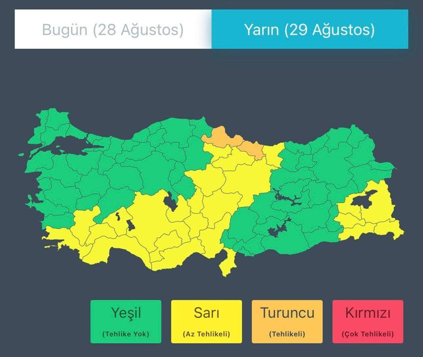 HAVA DURUMU UYARISI: 28-29 Ağustos'ta kuvvetli sağanak ve fırtına geliyor