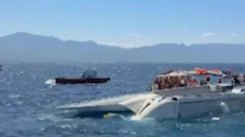 Girne'de yüzlerce kişiyi taşıyan gemi alabora oldu! KKTC Başbakanı Ünal Üstel: 'Çok üzgünüz can kayıplarımız var'