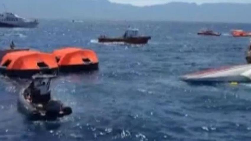 Girne'de yüzlerce kişiyi taşıyan gemi alabora oldu! KKTC Başbakanı Ünal Üstel: 'Çok üzgünüz can kayıplarımız var'
