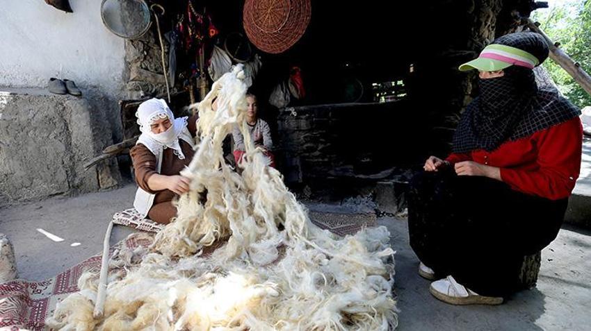 Bitlis Hizan'da kadınlar yüzyıllık geleneği yaşatıyor: Koyun Yünlerinden geleneksel yöntemlerle işliyorlar!
